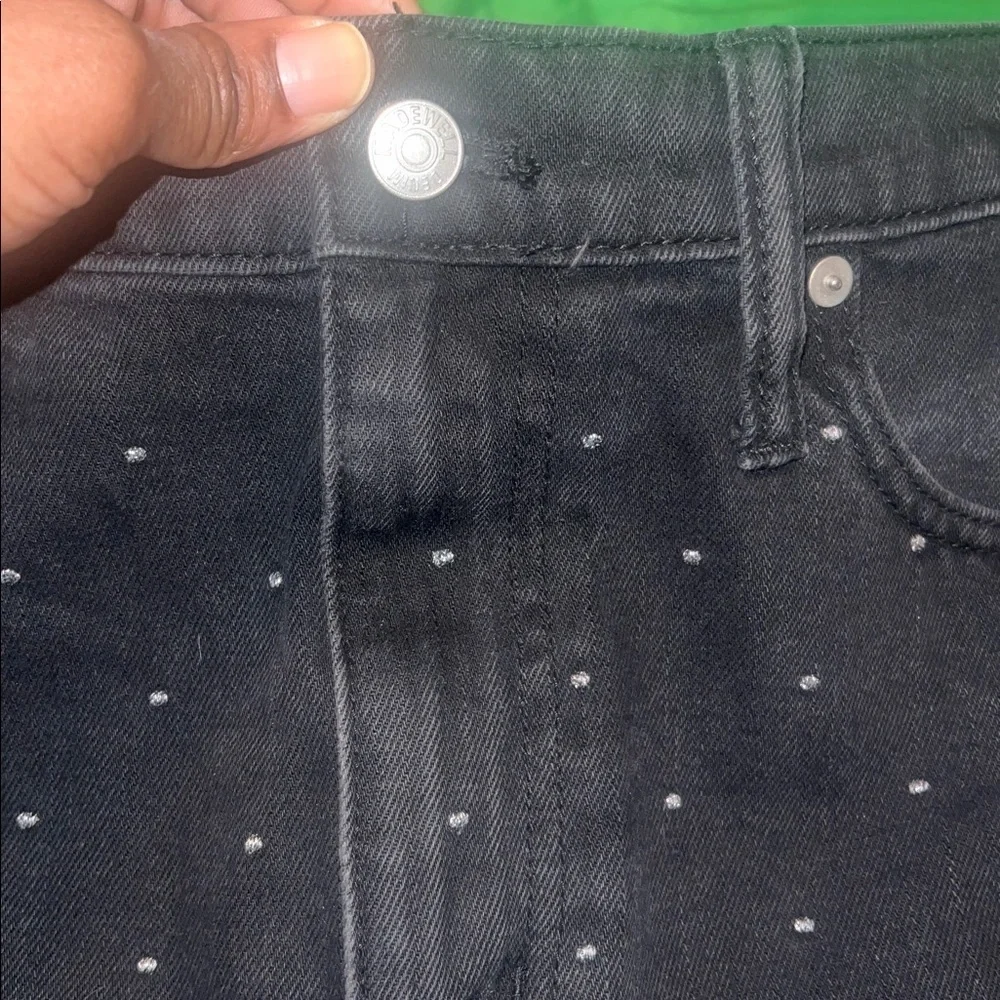 Madewell Black Denim Mini Skirt with Silver Material Dots size 31